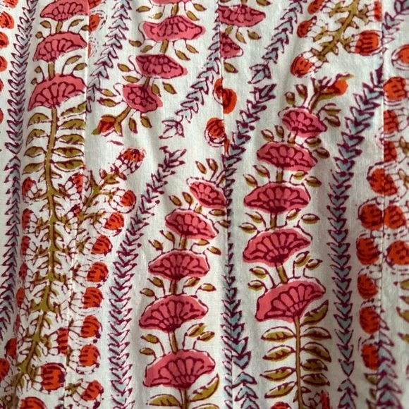 NWOT Anoukhi Hand-Blick Print 100% Cotton Boho Sleeveless Dress Size XS/S - Picture 5 of 7